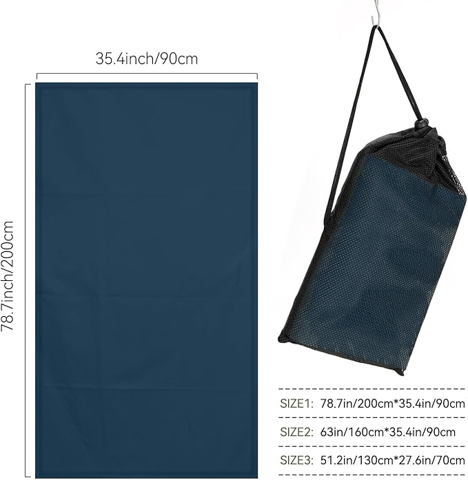 Microfiber Beach Towel-Perfect for Travel, Sports, Camping, Swimming, Yoga, Gym- Quick Dry, Sand Free, Compact, Lightweight, Absorbent (Navy Blue,X-Large(200x90cm, 78x35”))