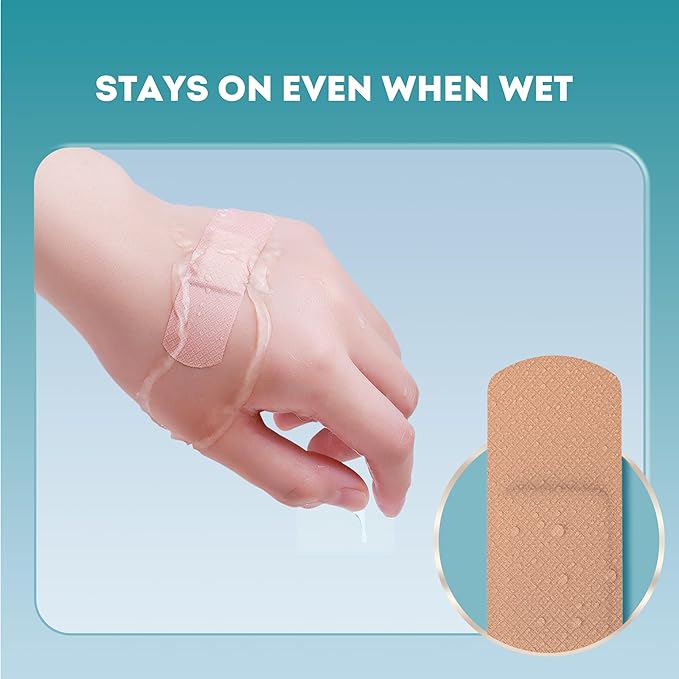 Flexible Fabric Adhesive Bandages,60 Count, Latex Free First Aid Bandage with Non-Stick Pad for Wound Care, Cuts, Scrapes, Blisters, Assorted Sizes