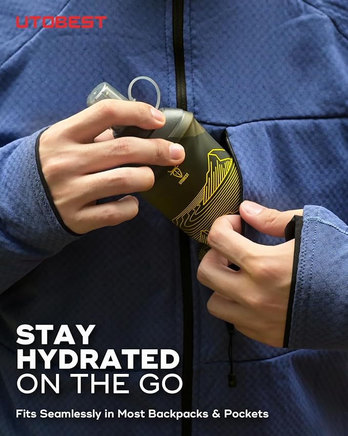 Soft Flask, 1 Pack Flexible TPU Hydration Water Bottle, Collapsible for Running, Hiking, Cycling, Climbing, and Marathon