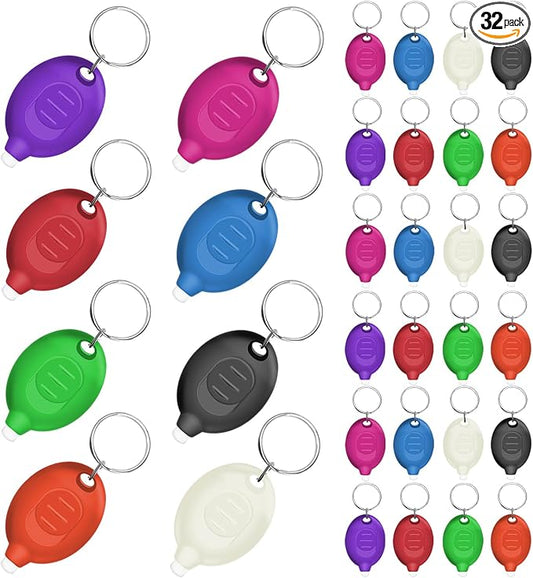 Mini LED Keychain Flashlight, Ultra Bright Tiny Flashlight, Small Keychain Flashlight White Light, Micro Pocket Key Ring LED Flashlight for Emergency Lighting - Multicolor Shell (32PCS)