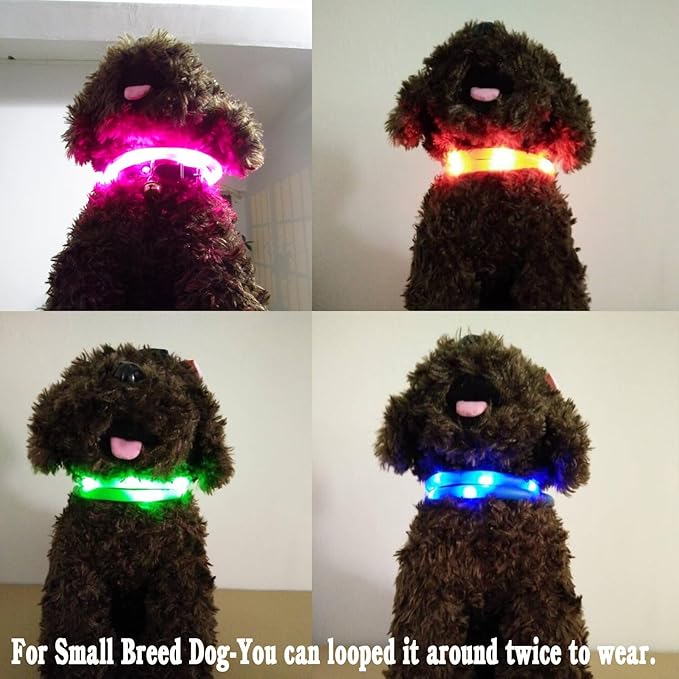 2 Pack LED Dog Collar, Rechargeable Light Up Dog Collars, Dog Collar for Night Walking, Improved Dog Safety & Visibility at Night, 3 Flashing Modes,LED Lights Fits for Small Medium Large Dogs