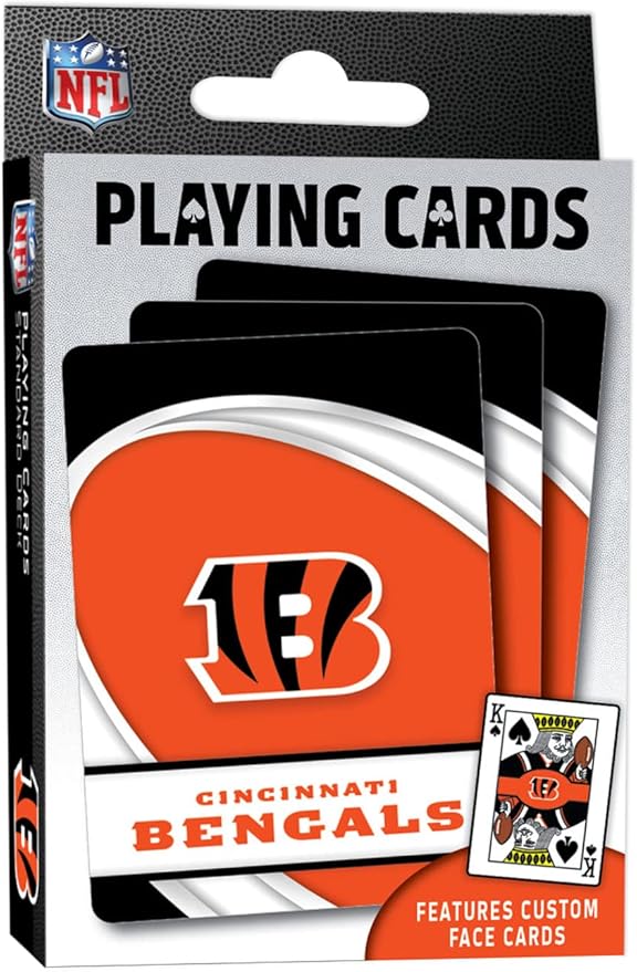 MasterPieces - NFL Playing Cards, Officially Licensed Cincinnati Bengals Football Deck, Family Games for Adults and Kids, Standard Size