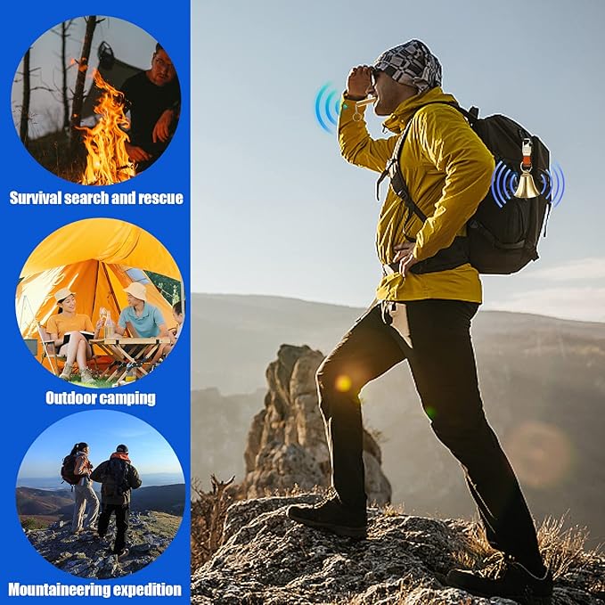 Pacify 2" Loud Bear Bell with Whistle for Hiking, 3 in 1 Solid Brass Bear Bells with Emergency Whistle and Carabiner for Survival, Hiking, Camping, Fishing, Biking