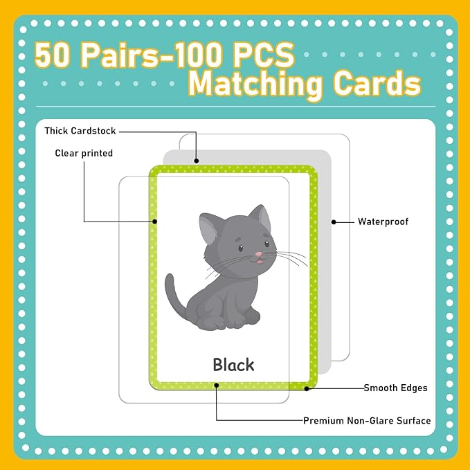 gisgfim 50 Pairs Opposites Memory Matching Game Sight Words Concentration Memory Card Educational Game for Kids Preschool Learning Educational Ages 3-8 A Fun & Fast Gift Activities Matching Games