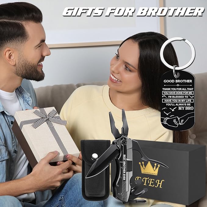 Gifts for Brother from Sister Friends,Birthday Christmas Brother Gifts,Multitool Knife "BEST BROTHER EVER",Multi tool for Climbing,Camping,Cycling,Hiking