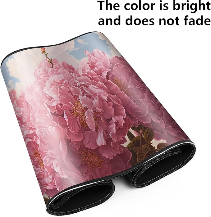 Playmat for MTG,Game Mat 27.5 x 15.74inches, Non Slip Rubber Backing TCG and Board Game Mat for Cards,Mousepad Desk Mats-Pink Peonies