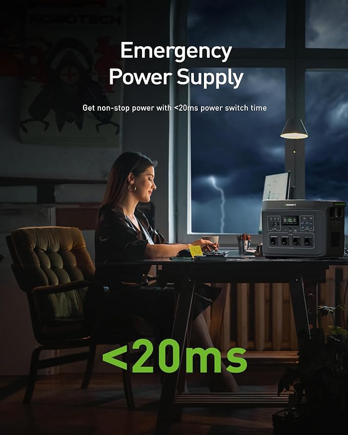 GROWATT Portable Power Station with 200W Solar Panel,Black Infinity 2000 Electric Solar Generator,2048Wh LifePO4 Battery, 2200W AC Output for Home Use, Outdoor Camping, RVs and Emergency Backup