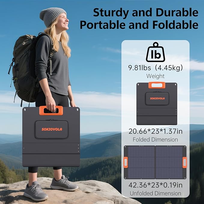 N-Type 16BB 100W Portable Solar Panel for EF/Jackery/Bluetti/Anker Power Station,ETFE Foldable Solar Panel Charger 25% High Efficiency USB-A & QC3.0 Output IP68 for Blackout Camping RV
