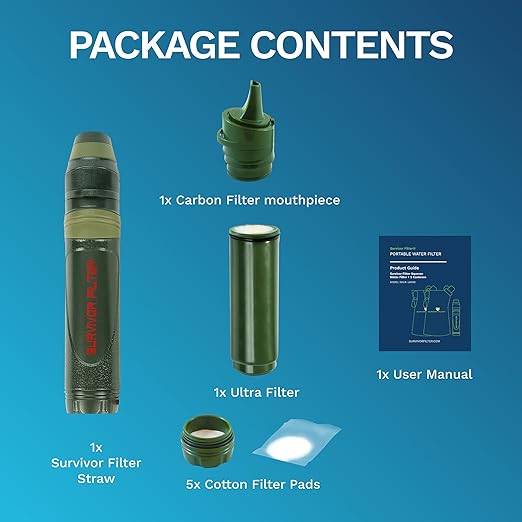 Survivor Filter Portable Water Filter Straw - Water Filter Camping, Travelling and Hiking - BPA-Free