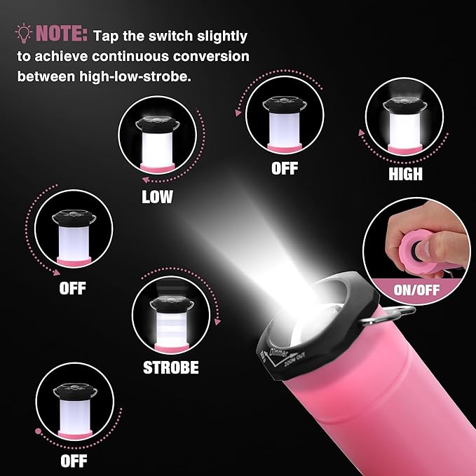 EverBrite 2-in-1 Mini Lanterns and Flashlights, Zoomable Flashlight Lantern Combo with 3 Modes, Camping Essentials, 2PC Battery Powered Lantern for Hurricane, Hiking, Home, Emergency