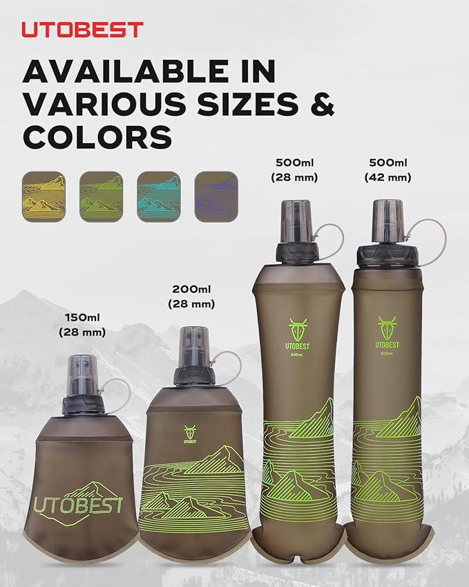 Soft Flask, 1 Pack Flexible TPU Hydration Water Bottle, Collapsible for Running, Hiking, Cycling, Climbing, and Marathon