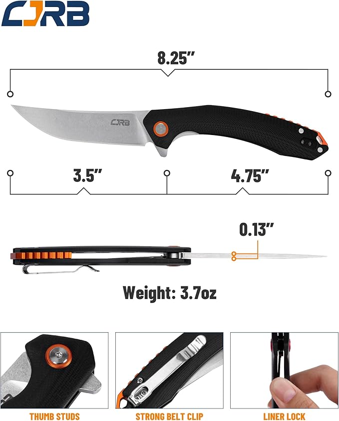 CJRB Folding Knife Gobi (J1906) AR-RPM9 Powder Steel G10 Handle Pocket Knife EDC Knife Black