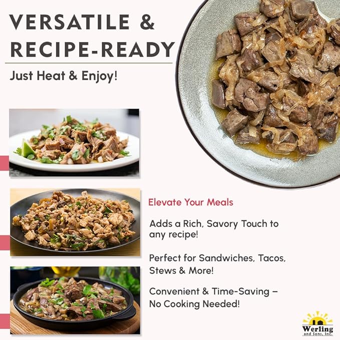 Werling Meat Canned Beef 14.5 Oz – Fully Cooked, Heat & Eat | Shelf Stable Canned Meat for Pantry Staples, Everyday Meals, Camping, Hiking, Emergency & Survival | 5-Year Shelf Life | Pack of 6