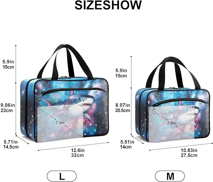 Fustylead Hand Draw Galaxy in Shark Travel Medicine Organizer Bag Home Storage First Aid Kit Large Pill Case with Zipper for Pill Bottle, Vitamins, and Medical Supplies