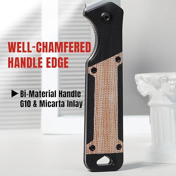 Kizer Militaw Fixed Blade Knife with Sheath, Nitro V Blade Camping Knife with G10 & Micarta Handle, Fixed Blade EDC Knives for Men Women Gift, Outdoor Hunting Hiking Survival Knives 1067A2