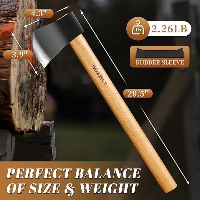 Dream Reach Throwing Axe Set - 2 PCS Professional Hatchets with Wooden Handle, 20.5" Hand Forged Throwing Game Axes for Backyard, Competition