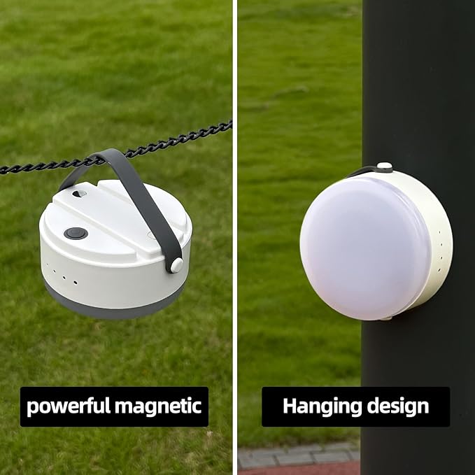 Hanging Camping Tent Light with Stepless Dimming & Magnetic Base, USB-C Rechargeable LED Lantern for Outdoor Glamping, Emergencies, Indoor Outages (Portable,Waterproof)