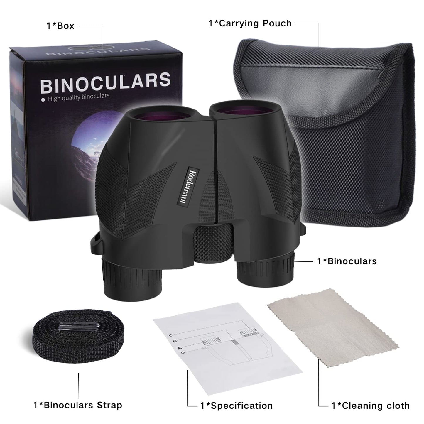 20x25 Compact Binoculars for Adults,High Powered Large Eyepiece Waterproof Binoculars,Easy Focus