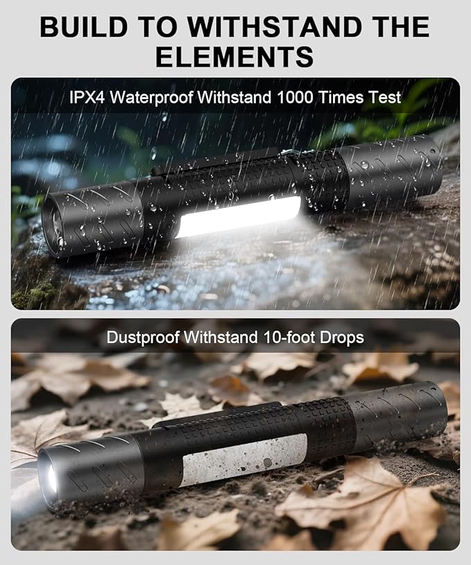 USB C Rechargeable Flashlight High Lumens-Super Bright Magnetic LED Flashlights with Screwdriver Set,Window Glass Breaker,COB Flash Light,7 Modes,Zoomable,Waterproof for Emergency Camping Car Repair