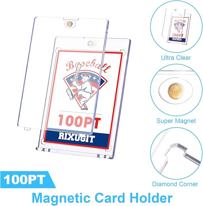 20-Pack One Touch Magnetic Card-Holder - 100PT Magnetic Sports Card Holders, Trading Card Holder, UV Protection, Sports Card Protectors, Magnet Case Fit for Standard Cards Storage and Display