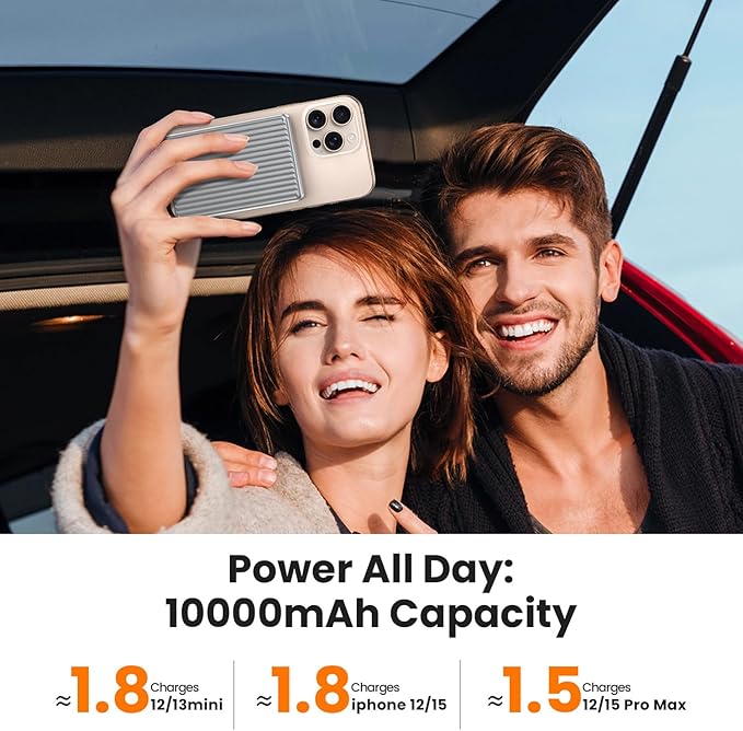 Magnetic Power Bank,Ultra Slim Wireless Portable Charger 10000mAh,20W PD Magnetic Power Bank Fast Charging,USB C in&Out Powerbank for iPhone 16/15/14/13/12 Pro Max