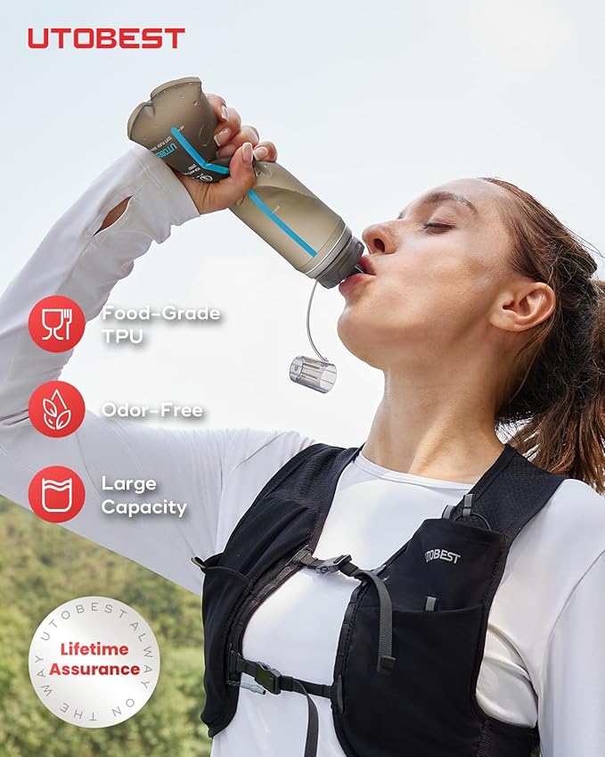 Soft Flask, 1 Pack Flexible TPU Hydration Water Bottle, Collapsible for Running, Hiking, Cycling, Climbing, and Marathon