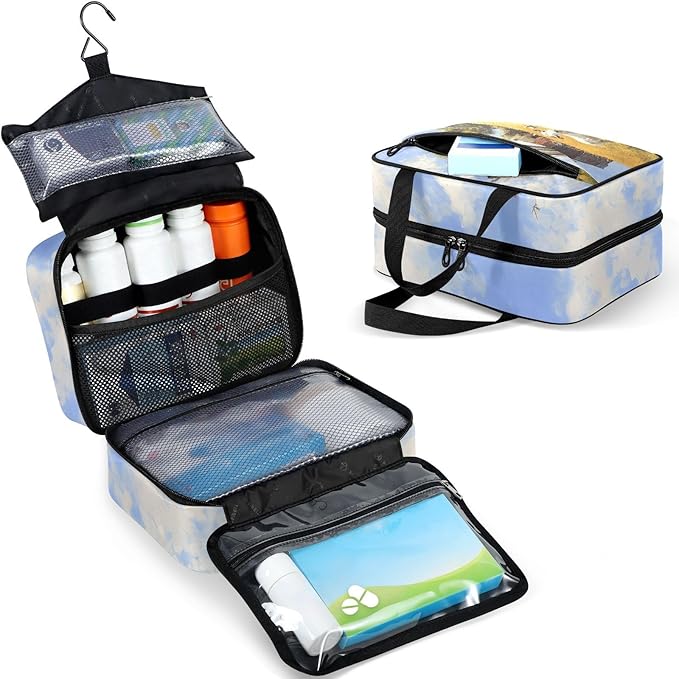 Fustylead Artistic Of Farm Lamb Oil Painting Empty Travel First Aid Bag Large Home Medication Bag with Zipper for Pills,Vitamin,Fish Oil,Supplements for Women and Men