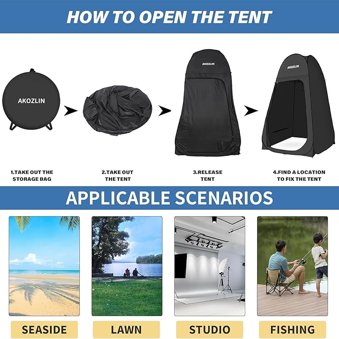 AKOZLIN Portable Pop Up Shower Tent Instant Privacy Dressing Changing Tent Outdoor Shower Room Camp Toilet Tent
