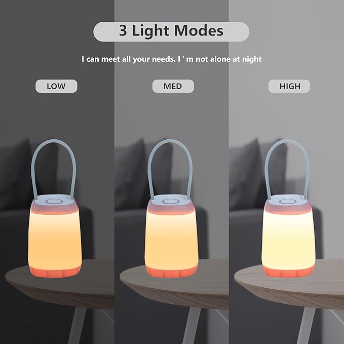 3 Pack LED Camping Light, 3 Light Modes Rechargeable Battery Powered Night Light for Indoor and Outdoor Emergency Light, Tent Lantern, Camping (Pink, Black, Green)