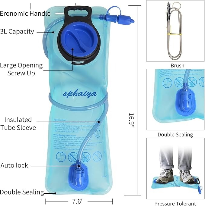 Hydration Bladder 2L-3L Water Storage Bag Reservoir,Military Hydration Pack Replacement for Hiking Biking Climbing Cycling Running Camping Backpack 1Pack