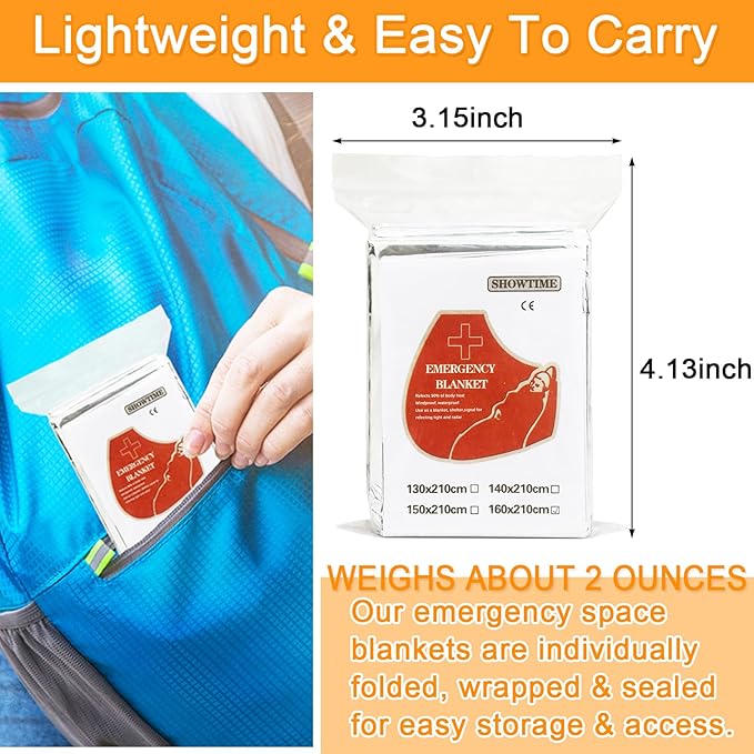Emergency Mylar Thermal Blankets, 8-Pack Space Blankets Survival Mylar Blanket Emergency Kit Perfect for Outdoors, Hiking, Camping Survival, Bug Out Bag, 83" x 63"