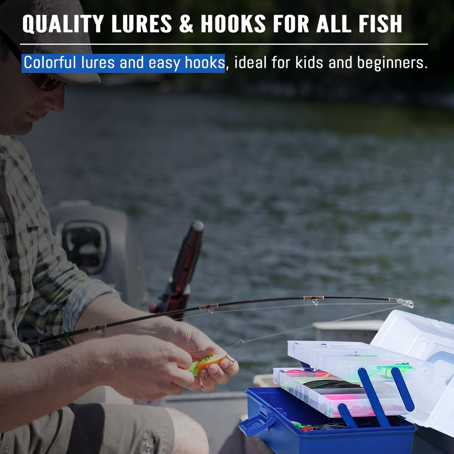 Vipfish Large 3-Layer Fishing Tackle Box Lures with Tackle Included 448 Pcs