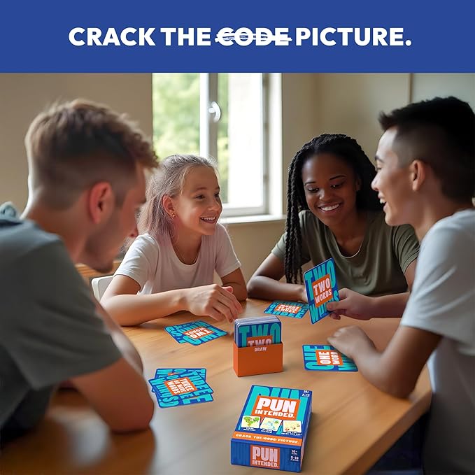 Pun Intended - Hilarious Picture Guessing Card Game for Families & Adults, Fast-Paced Wordplay Fun, Gifts for Pun & Game Lovers, 2-10 Players