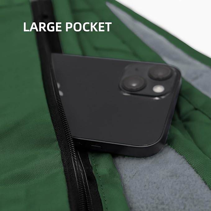 Outdoor Waterproof Blanket, Foldable Fleece Stadium Blanket for Outdoor Sports Event, Camping, Car, Pet, Picnics - Windproof, Wearable, Machine Washable 80" x 58" (Green)