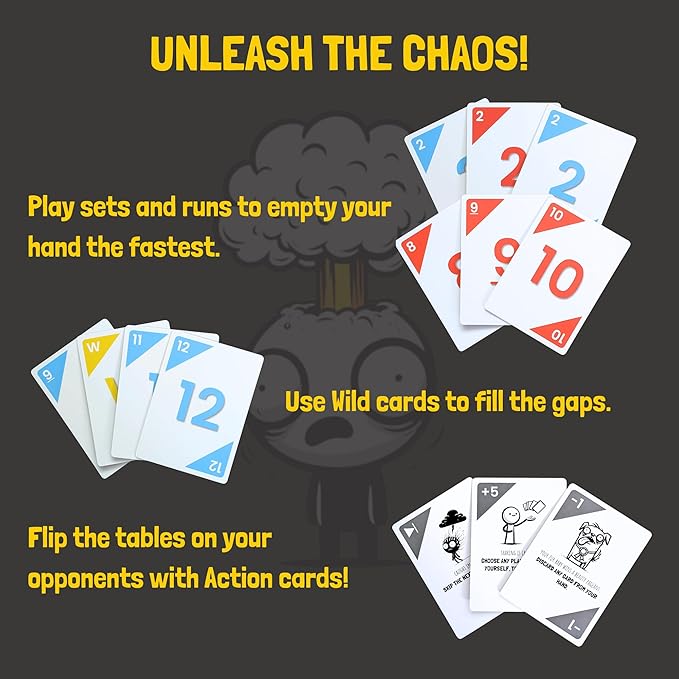 Fast-Paced Rummy-Style Card Game for Kids & Adults | Ages 7+ | Wild, Strategic, Family Fun
