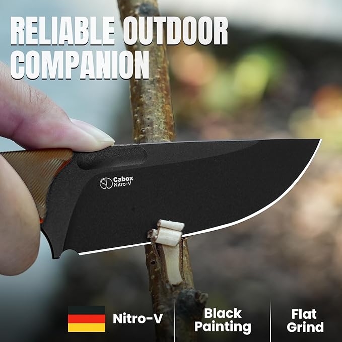 Kizer Cabox Fixed Blade Knife 3.36" Nitro V Steel Fixed Blade Hunting Knife PEI Handle with Sheath for Survival Camping Hunting 1048A6
