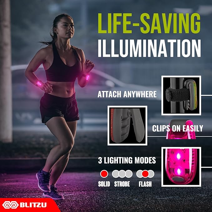 4 Pack LED Safety Light, Clip on Reflective Gear Lights for Walking at Night, Running, Jogging, High Visibility Strobe Light Accessories for Runners, Kids, Hiking, Kayak, Cycling, Camping, Boat