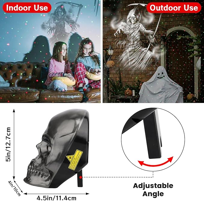 Halloween Projector - Reaper Projector Decorations Light with Timer,Remote Control, Hollween Lights for House, Garden, Yards, Scary Decorations