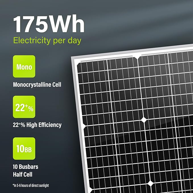 Newpowa 10BB 35W 12V Solar Panel High-Efficiency Monocrystalline PV Module Designed for Off Grid System, Charge Your Battery of RV, Boat, Camper, Trailer, Gate Opener