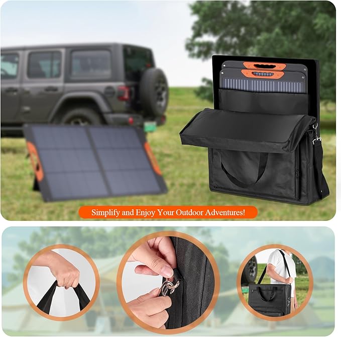 Bag for Portable Solar Panel 100w 200w,Waterproof Solar Panel Carrying Case Compatible with Jackery Solarsaga,Padded Travel Solar Protector Case with Accessory Pocket