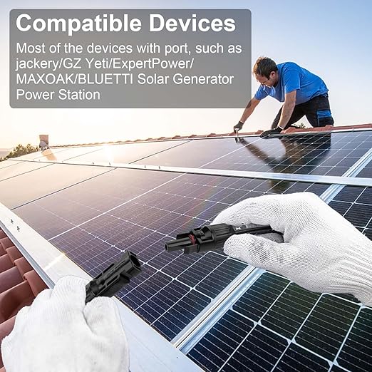 50FT 10AWG Solar Panel Extension Cable with Female and Male Connectors, Solar Cable for Solar Panels, Charge Controllers and Solar Generator (10AWG, 50FT)