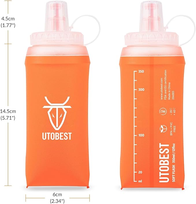 2 Pack Soft Flask Running Water Bottle Collapsible Water Bottle for Trail Running Hydration Pack Hiking Cycling Climbing 350ML