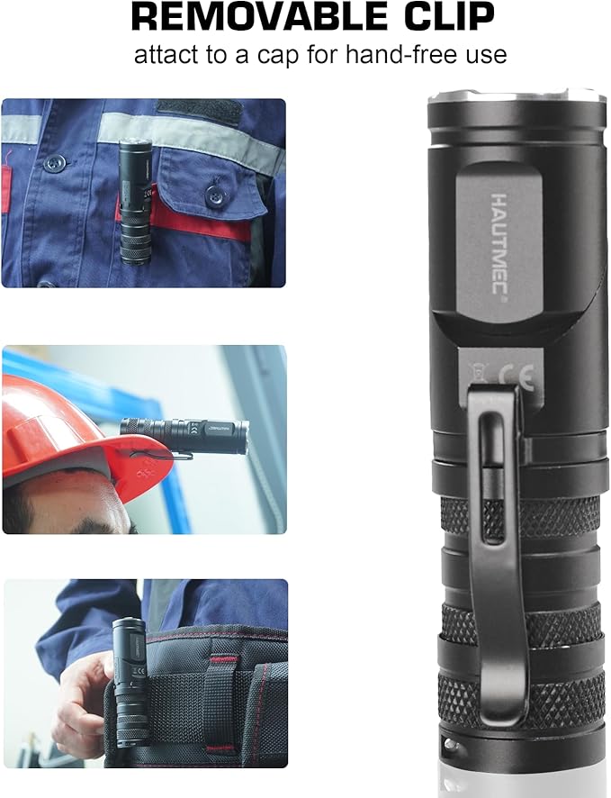 HAUTMEC 1400 Lumen Rechargeable Flashlights LED EDC Flashlight with 90 Degree Flashlight Swivel Head 5 Modes Pocket Flashlight Magnetic Base for Camping, Working, Outdoor, Hiking, Emergency