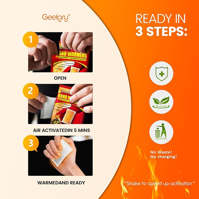 Hand Warmers Disposable 500/375/240/125/90/55/30 Pcs, Long-Lasting Up to 12 Hours for Warm Body, Safe Portable Hand Warmers for Camping, Fishing, Winter for Women Men Mom Dad