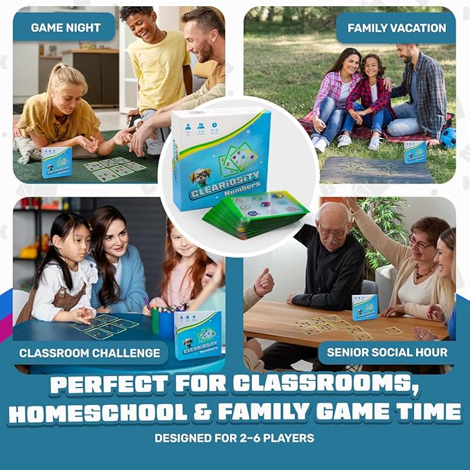 Numbers ??Transparent Number Cards & Math Games, Math Classroom Resource & Preschool Learning Activities for Kids Ages 6+, Early Childhood Educational Gift for Boys and Girls, 2-6 Players
