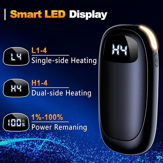 Hand Warmers Rechargeable - Electric Hand Warmers, Max 20 Hrs Warmth 4 Levels Heat Up to 131?? Dual-Side Heating Portable Reusable Pocket Heater 2 Pack for Raynauds, Hunting, Camping, Golf