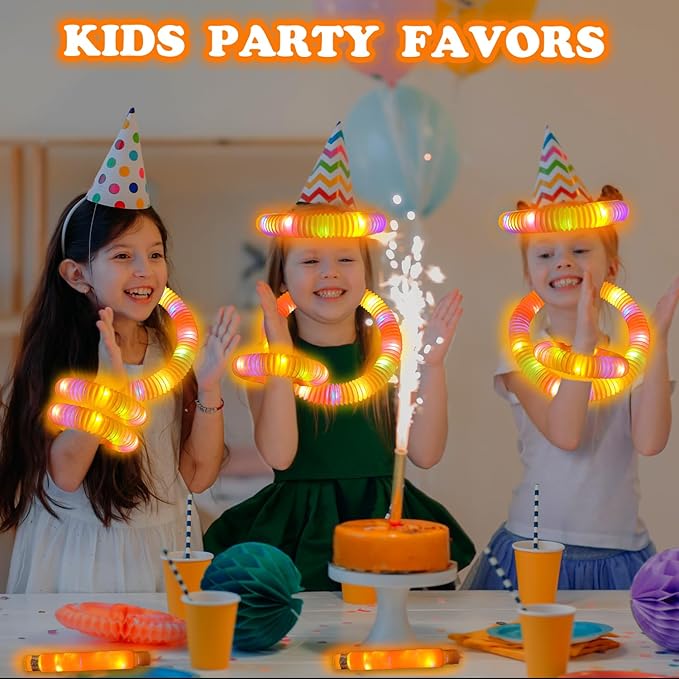 12 PCS Orange Glow Sticks Pop Tubes for kids,Halloween Light Up Necklaces Bracelets Accessories for Toddlers,Party Favors Decor Goodie Bags Boo Basket Stuffers Classroom Prizes Treats for Boys