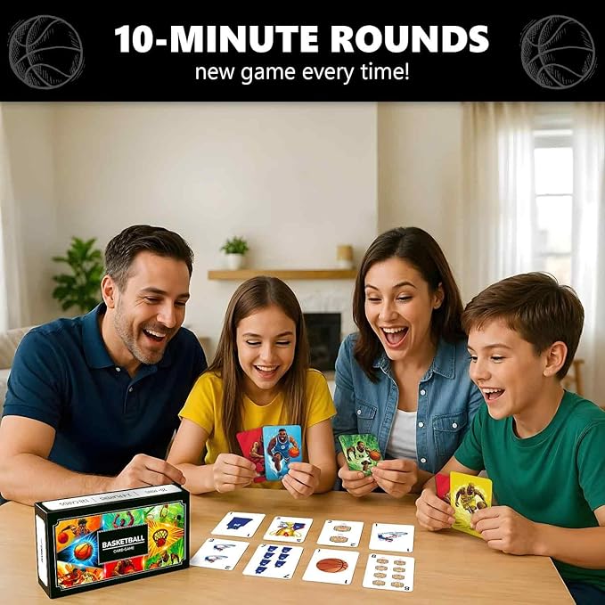 QUOKKA Basketball Fast-Paced Card Game for Kids & Adults ??128 Cards & Easy Rules ??Quick & Fun Matching Game ??2-8 Players ??Ages 8+ ??Perfect for Family Games Night, Travel and Parties