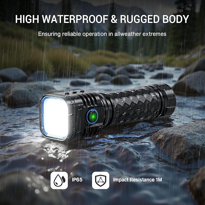 4 LED Flahlight High Lumens, Rechargeable Metal Flashlights Waterproof, Super Bright Flash Light for Camping Hiking Outdoor Home Emergency, Camping Essentials Gear