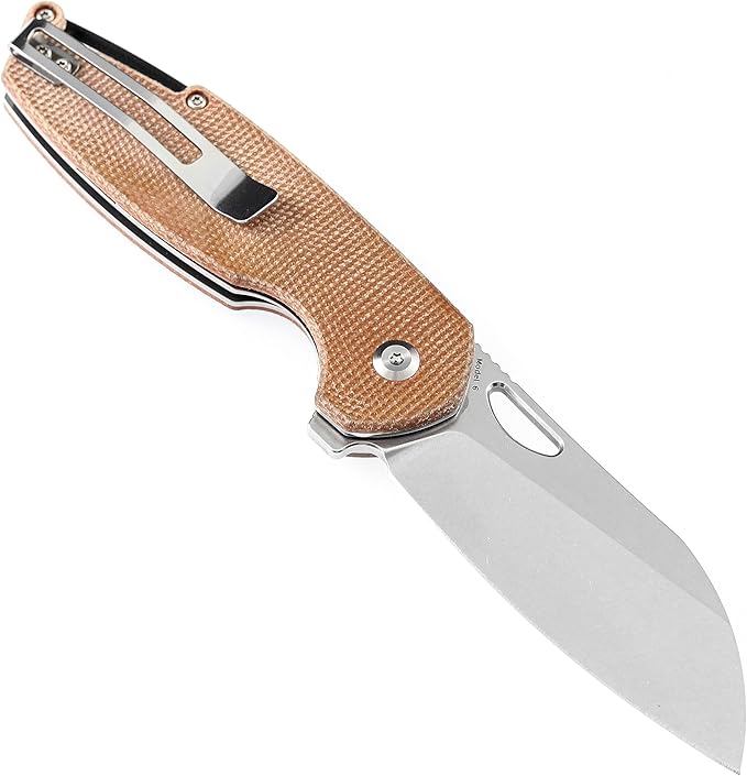 Kansept Model 6 Pocket Folding Knife EDC Camping Knife 3.1'' 154CM Material with Brown Micarta Handle Everyday Carry T1022A5
